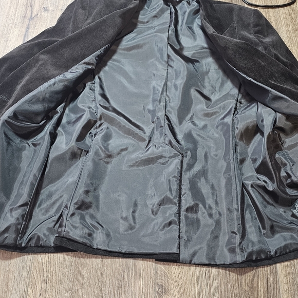 Norma Kamali Black Velvet Blazer Jacket Size 16 – Soft Stretch Corduroy Look - Picture 6 of 11